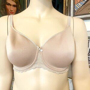 CHANTELLE Comfortable Basic Invisible T-Shirt Underwire Bra Tan Size 38DDD